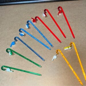 Vintage Whistle Glitter Swizzle Sticks Stirrers High Ball